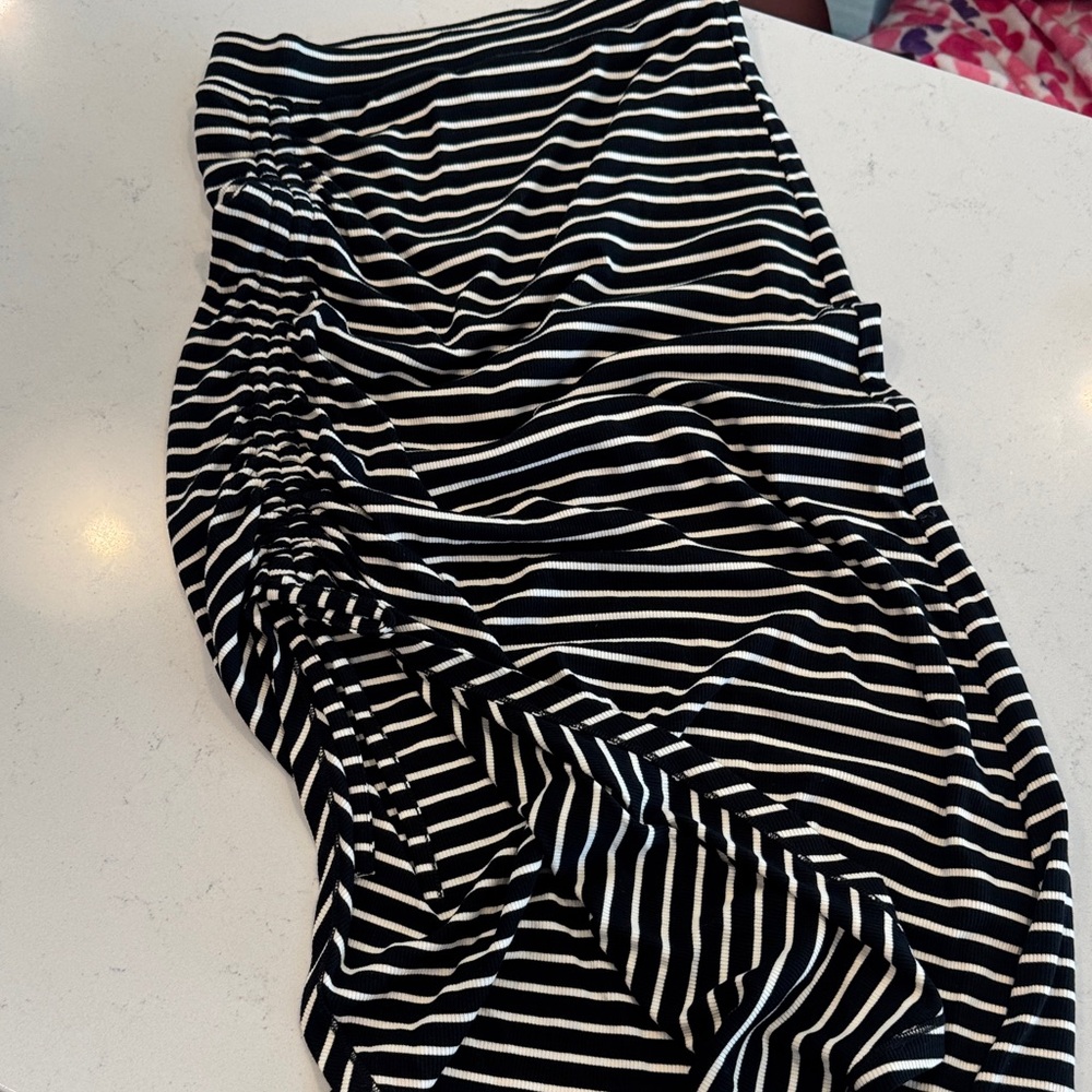 LNA Black and White Striped Pencil Skirt